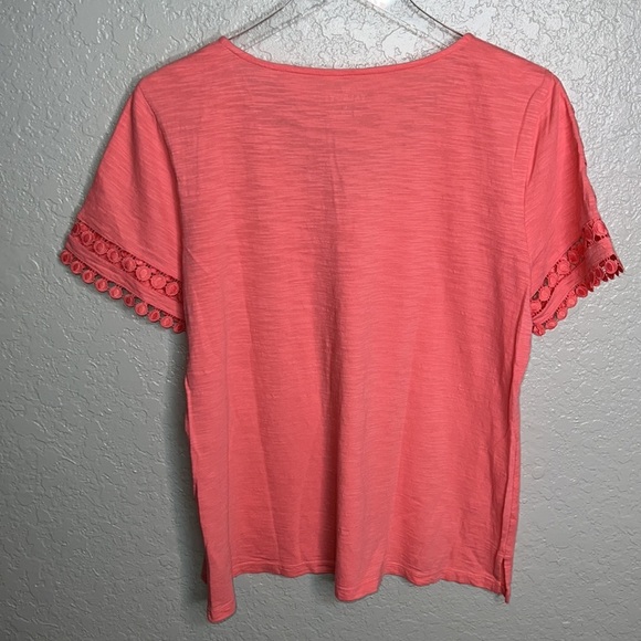 Talbots Coral Lace Sleeve Top - Picture 5 of 6